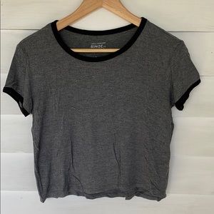 Grey crop top w/black trim size S
